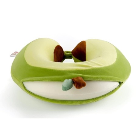 Pernă TravelAvocado, Suport Ergonomic pentru Gât și Cap, Spumă cu Memorie, 30x30 cm, Sistem de Prindere cu Capse, Verde