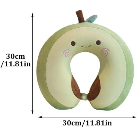 Pernă TravelAvocado, Suport Ergonomic pentru Gât și Cap, Spumă cu Memorie, 30x30 cm, Sistem de Prindere cu Capse, Verde