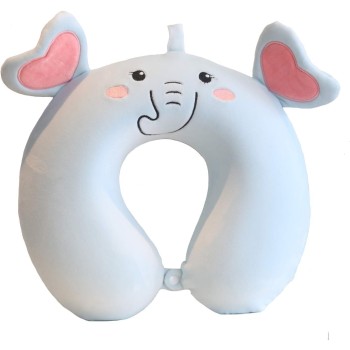 Pernă Ergonomică TravelElephant, Suport Anatomic pentru Gât și Cap, Spumă cu Memorie, 30x30 cm, Prindere cu Capse, Albastru