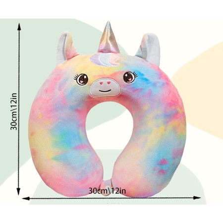 Pernă TravelUnicorn, Suport Ergonomic pentru Gât și Cap, Spumă cu Memorie, 30x30 cm, Sistem de Prindere cu Capse, Design Multicolor