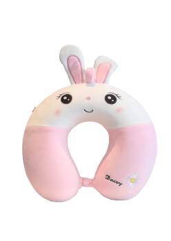 Pernă Ergonomică BunnyComfort, Suport pentru Gât și Cap, Spumă cu Memorie, 30x30 cm, Prindere cu Capse, Roz-Alb