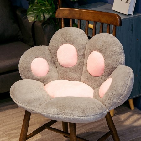 Pernă Pufoasă CatPaw, Design Lăbuță de Pisică, Plus Moale și Confortabil, Ideală pentru Scaun, Canapea sau Podea, 80x70 cm, Gri