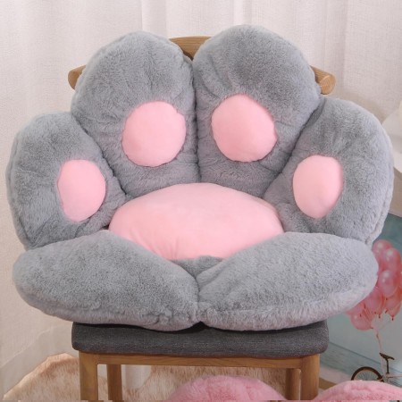 Pernă Pufoasă CatPaw, Design Lăbuță de Pisică, Plus Moale și Confortabil, Ideală pentru Scaun, Canapea sau Podea, 80x70 cm, Gri