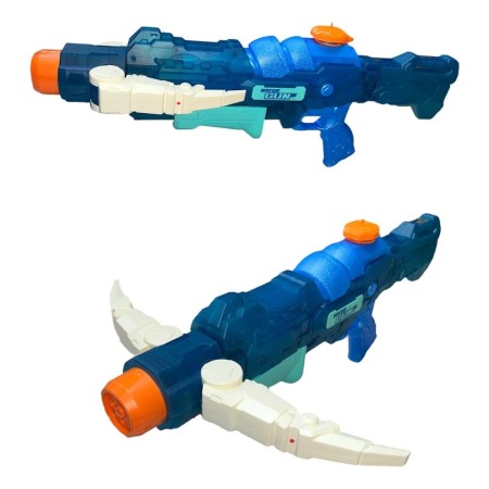 Pistol cu Apa pentru Copii, +6 Ani, Rezervor 700 ml, 4 Moduri de Stropire, Raza 8m, din Plastic, Albastru