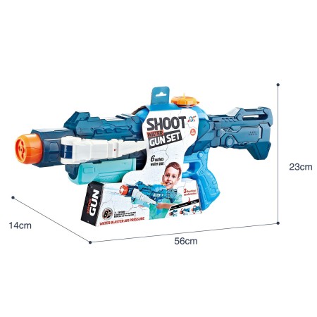 Pistol cu Apa pentru Copii, +6 Ani, Rezervor 700 ml, 4 Moduri de Stropire, Raza 8m, din Plastic, Albastru