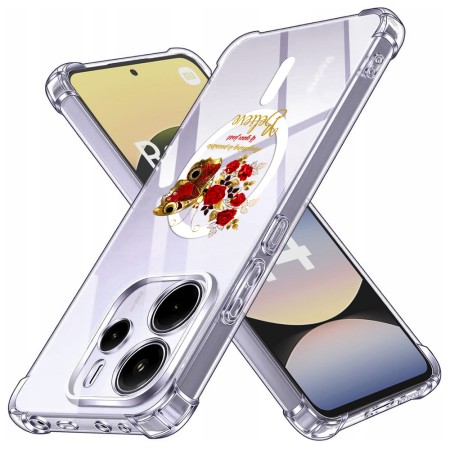 Husa Antisoc pentru Xiaomi Redmi Note 14 4G (Standard) - AirBag TPU, Colțuri Ranforsate- Butterfly Rosu 