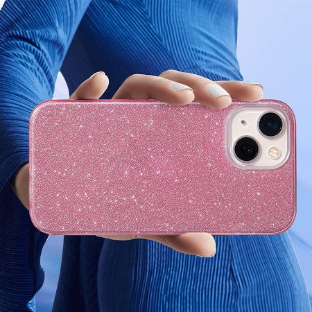 Husa Glitter compatibila cu Apple iPhone 14, Sclipici HTPMAG, Rose