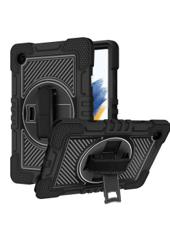 Husa de protectie compatibila cu Samsung Galaxy Tab A8 10.5 2021, StripeShell 360 HTPMAG, Negru