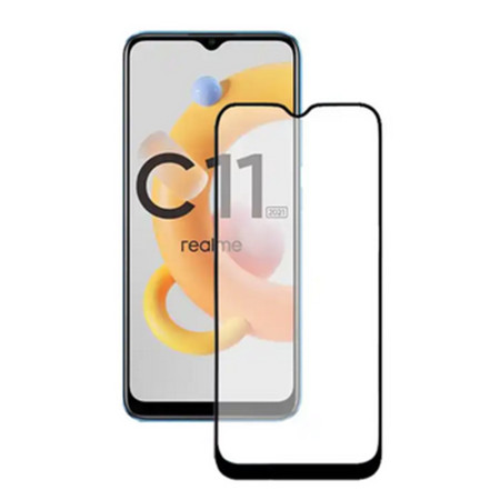 Folie sticla securizata compatibila cu Realme C11 2021, CFP1, Case Friendly, Full Glue, Lipire Completa, 9H, BRO, Negru