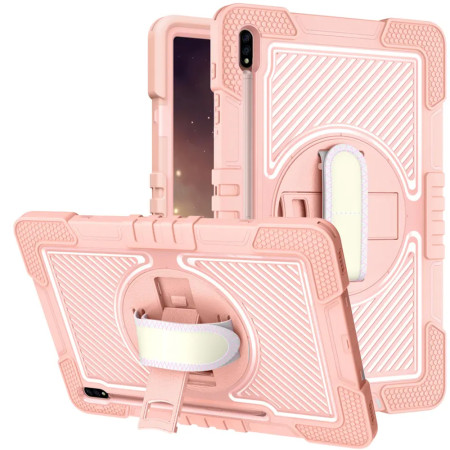 Husa de protectie compatibila cu Samsung Galaxy Tab S7 Plus / S8 Plus, StripeShell 360 HTPMAG, Rose