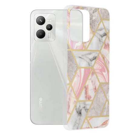 Husa compatibila cu Realme C35, Marble Floral, Roz
