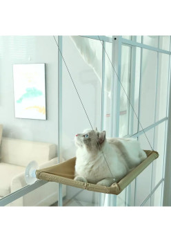 Hamac pentru Pisica cu ventuze montaj pe geam, 55 x 32 cm, Bej