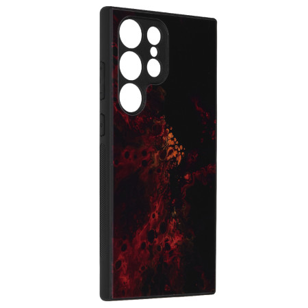 Husa Glaze Glass Care compatibila cu Samsung Galaxy S23 Ultra, Slim Glow, HTPMAG, Red Nebula