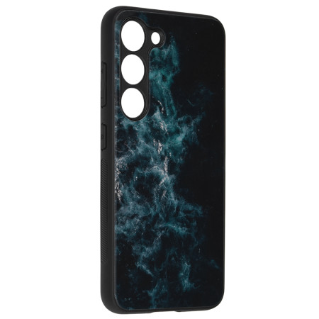 Husa Glaze Glass Care compatibila cu Samsung Galaxy S23, Slim Glow, HTPMAG, Blue Nebula