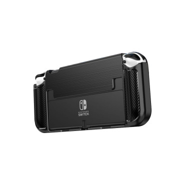 Husa de protectie Carbon TPU compatibila cu Nintendo Switch OLED, Black