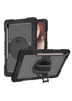 Husa de protectie compatibila cu Samsung Galaxy Tab S7 Plus / S8 Plus, StripeShell 360 HTPMAG, Negru