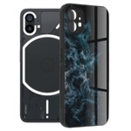Husa Glaze Glass Care compatibila cu Nothing Phone 1, Slim Glow, HTPMAG, Blue Nebula