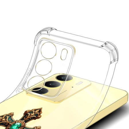 Husa Antisoc pentru Realme 14x - AirBag TPU, Colțuri Ranforsate - Cross Smarald