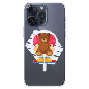 Husa personalizata Apple iPhone 15, MagSafe, Teddy Bear Love