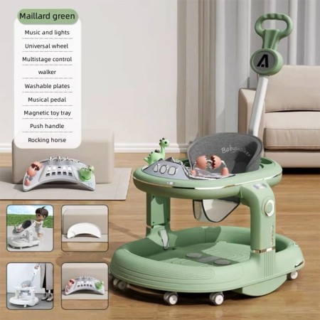 Scaun de Masa pentru copii, Muzica si Luminicu Roti, Accesorii Lavabile, Maner, Verde