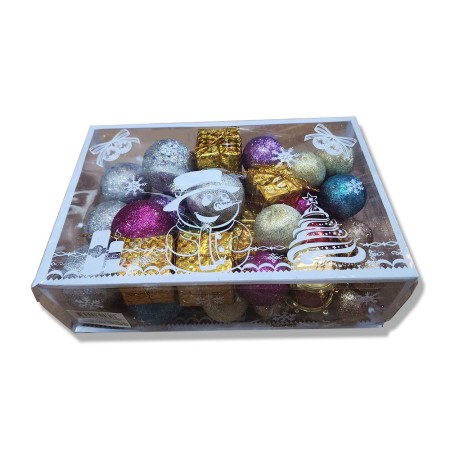 Set Globuri si decoratiuni Ornamente Brad, TT2, Multicolor