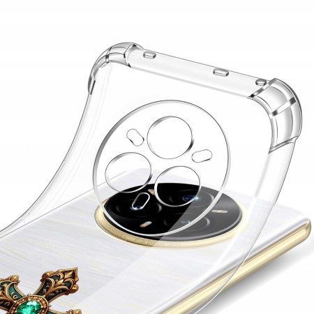 Husa Antisoc pentru Realme 14 Pro+,  AirBag TPU, Colțuri Ranforsate - Cross Smarald