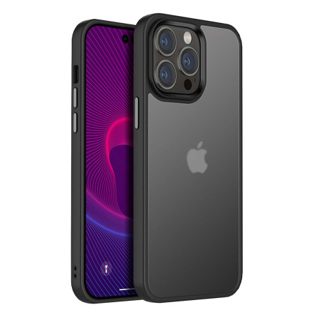 Husa cu protectie la camere si finisaj mat compatibil Apple iPhone 15 Pro Max, Smoked, Negru