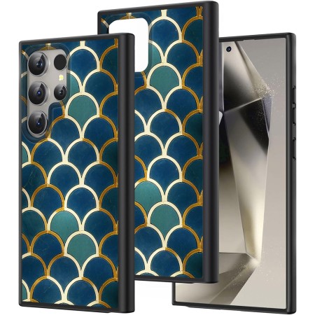 Husă pentru Samsung Galaxy S25 Ultra, DC Cobalt Marble, Protecție Cameră, Antișoc, Design Slim, Seigaiha