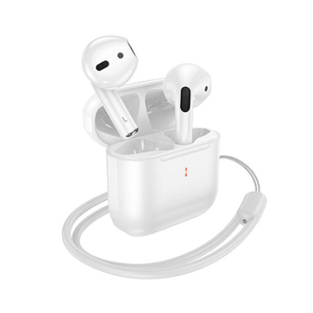 Casti Adio Wireless stero fara fir cu Bluetooth EW53, v5.3, Compatibile cu IOS & Android, Master Slave, Cu Snur, Alb