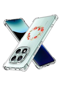 Husa Antisoc pentru Xiaomi Redmi Note 14 Pro 4G / Poco F7, AirBag, Pink wreath 15, Clear 