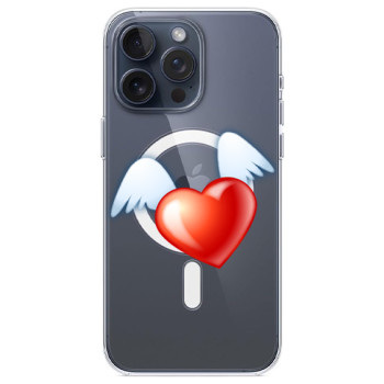 Husa personalizata Apple iPhone 15, MagSafe, Angel Heart