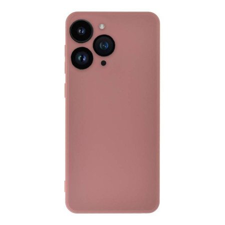 Husa Silicon compatibila Apple iPhone 15 Pro, Soft Matt, Protectie Camera Foto, Roz Pal