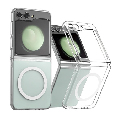 Husa MagSafe compatibila Samsung Galaxy Z Flip 5, Atasare Magnetica, Clear Case, Transparent