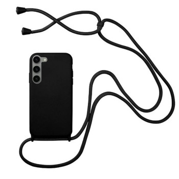 Husa compatibila cu Samsung Galaxy S23, Strap, Cu Snur prindere gat regrabil, Camera Protect, Antishock, Negru