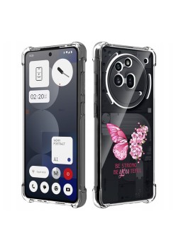 Husa Antisoc pentru Nothing Phone (3a) Pro - AirBag TPU, Colțuri Ranforsate- Butterfly Roz 