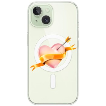 Husa personalizata Apple iPhone 15 Plus, MagSafe, Pink Heart