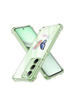Husa Antisoc pentru Realme 14x - AirBag TPU, Colțuri Ranforsate- Butterfly Albastru 