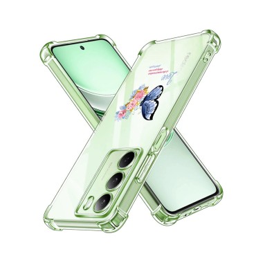 Husa Antisoc pentru Realme 14x - AirBag TPU, Colțuri Ranforsate- Butterfly Albastru 