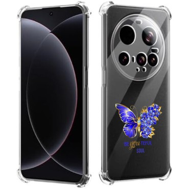 Husa Antisoc pentru Xiaomi 15 Ultra AirBag TPU, Colțuri Ranforsate- Butterfly Albastru