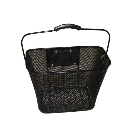 Coș Metalic Demontabil pentru Bicicletă, Cu Mâner, Prindere Rapidă CLICK, Negru, 33x26x25 cm, Compatibil Biciclete 20"-28", Sarcină 6 kg