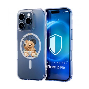 Husa pentru Iphone 16 Pro, Atasare Magnetica, MagSafe, The Gangster, Clear