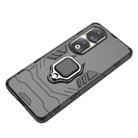 Husa Antisoc Armor compatibila Honor 90 Pro, Ring-H Defender, Inel rotativ 360 grade, Magnet suport auto incorporat, TPU si PC, Black