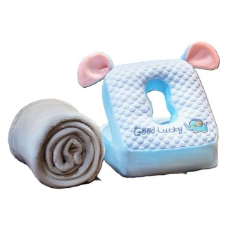 Set 2în1 Pătură și Pernă, Model Elefant, cu Spațiu de Depozitare, Ideal pentru Birou și Călătorii, Microfibră și Spumă, 1x1.7 m, 30x35x30 cm, Albastru