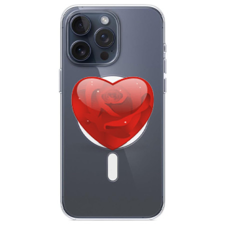 Husa personalizata Apple iPhone 15 Pro, MagSafe, Rose Heart