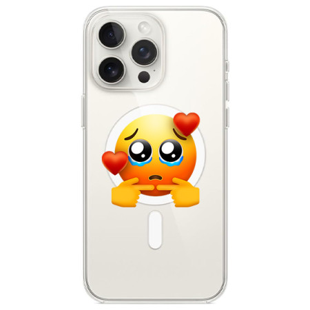 Husa personalizata Apple iPhone 14 Pro, MagSafe, Pleading Face With Hearts