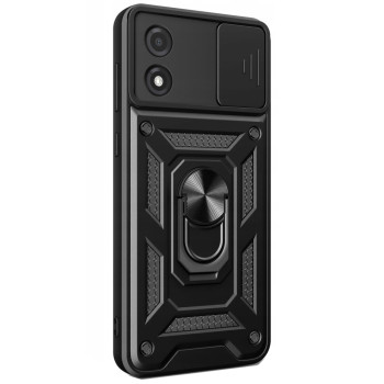 Husa telefon compatibila Motorola Moto E13, Slide & Snap Premium, Magnetic Ring Holder, Negru
