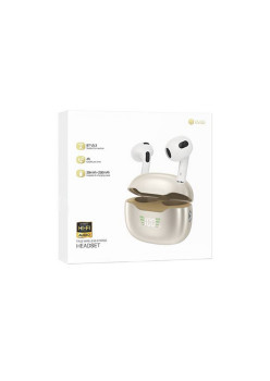 Casti Adio Wireless stero fara fir cu Bluetooth BW40, Compatibile cu IOS & Android, Master Slave, Cu Snur, Champagne Gold