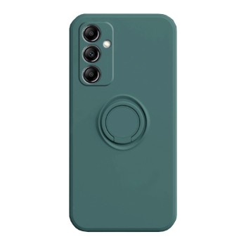 Husa telefon cu inel Samsung Galaxy A24, Interior cu Piele Alcantara, Suport Inel Rotativ cu Magnet Auto, Verde