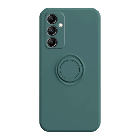 Husa telefon cu inel Samsung Galaxy A24, Interior cu Piele Alcantara, Suport Inel Rotativ cu Magnet Auto, Verde