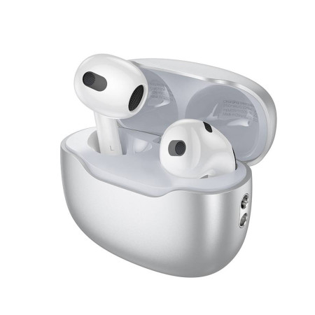 Casti Adio Wireless sterio cu Bluetooth BW40, Compatibile cu IOS & Android, Master Slave, Cu Snur, Argintiu
